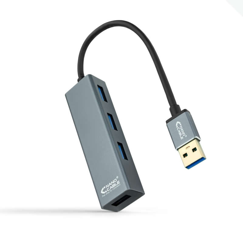 Hub Usb 3 0 Nanocable 4xusb 10cm Gris